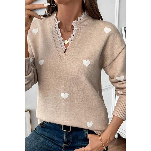 NWT MILLIE OATMEAL HEART PULLLOVER SWEATER KNIT - Picture 8 of 10